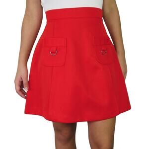 1970s Vintage Sears Perma Prest Red High Rise Sailor Mini Skirt Skort Medium